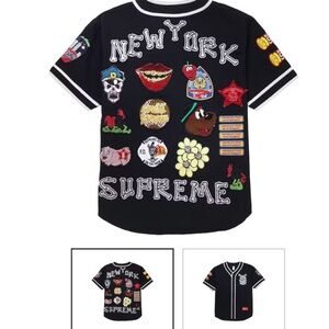 Supreme denim patches baseball jersey